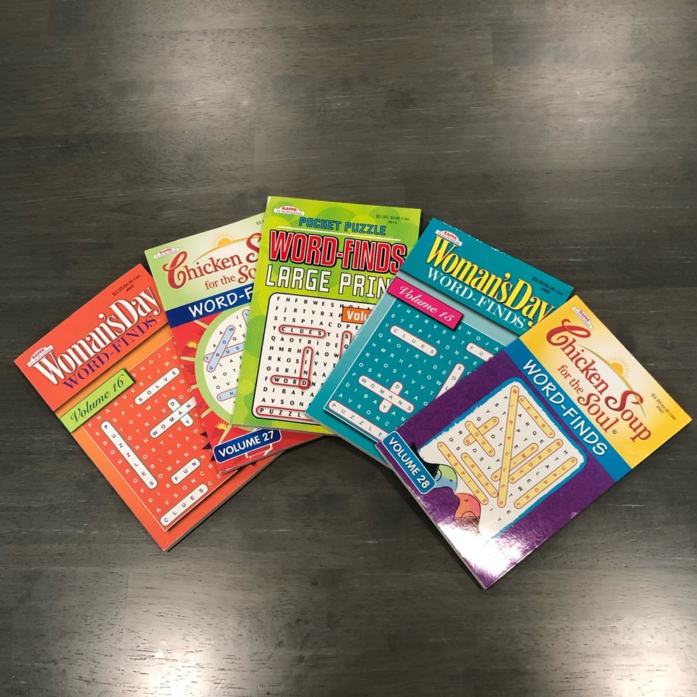 5 Word-Finds books